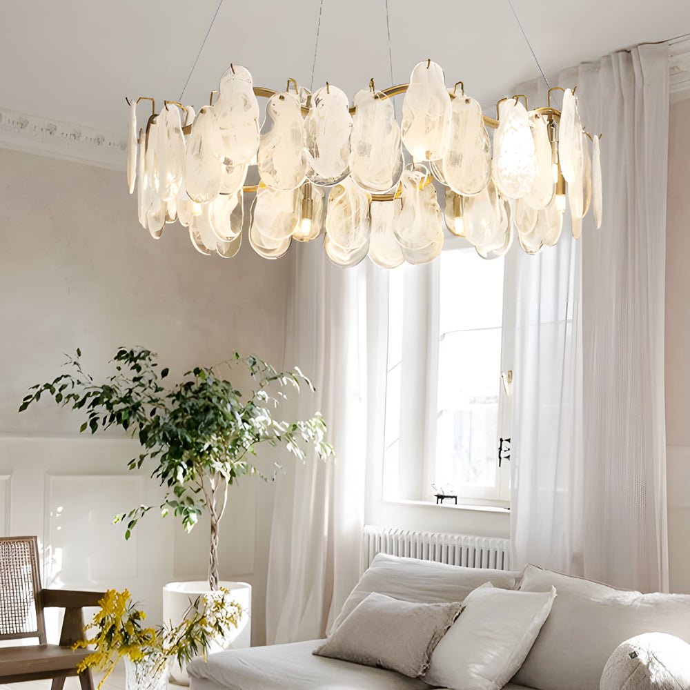 Modern Glass Cloud Chandelier with 3-Step Dimming