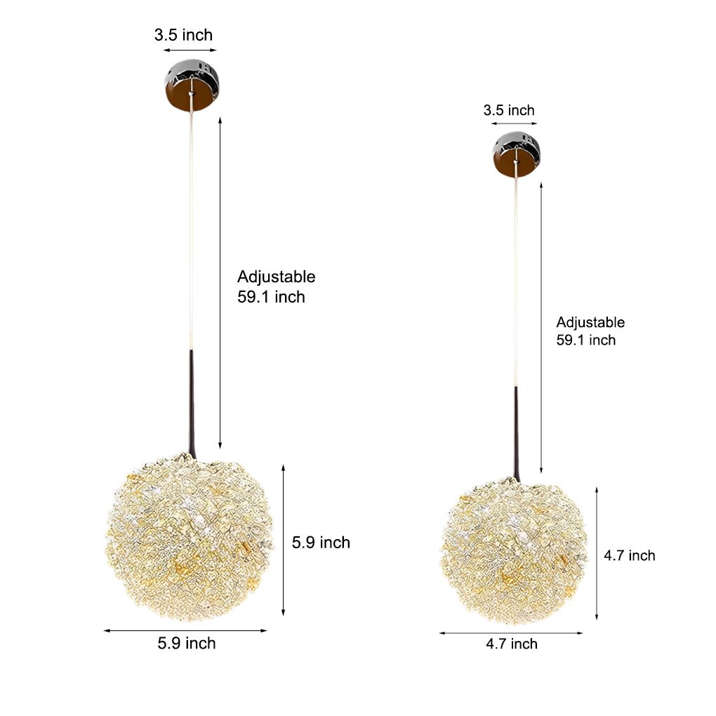 Modern Crystal Ball Pendant Light with Three-Step Dimming
