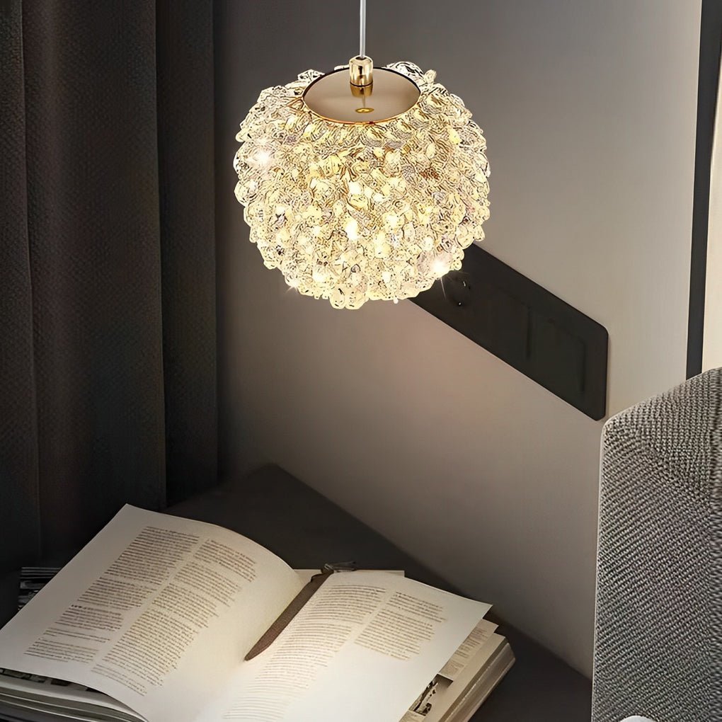 Modern Crystal Ball Pendant Light with Three-Step Dimming