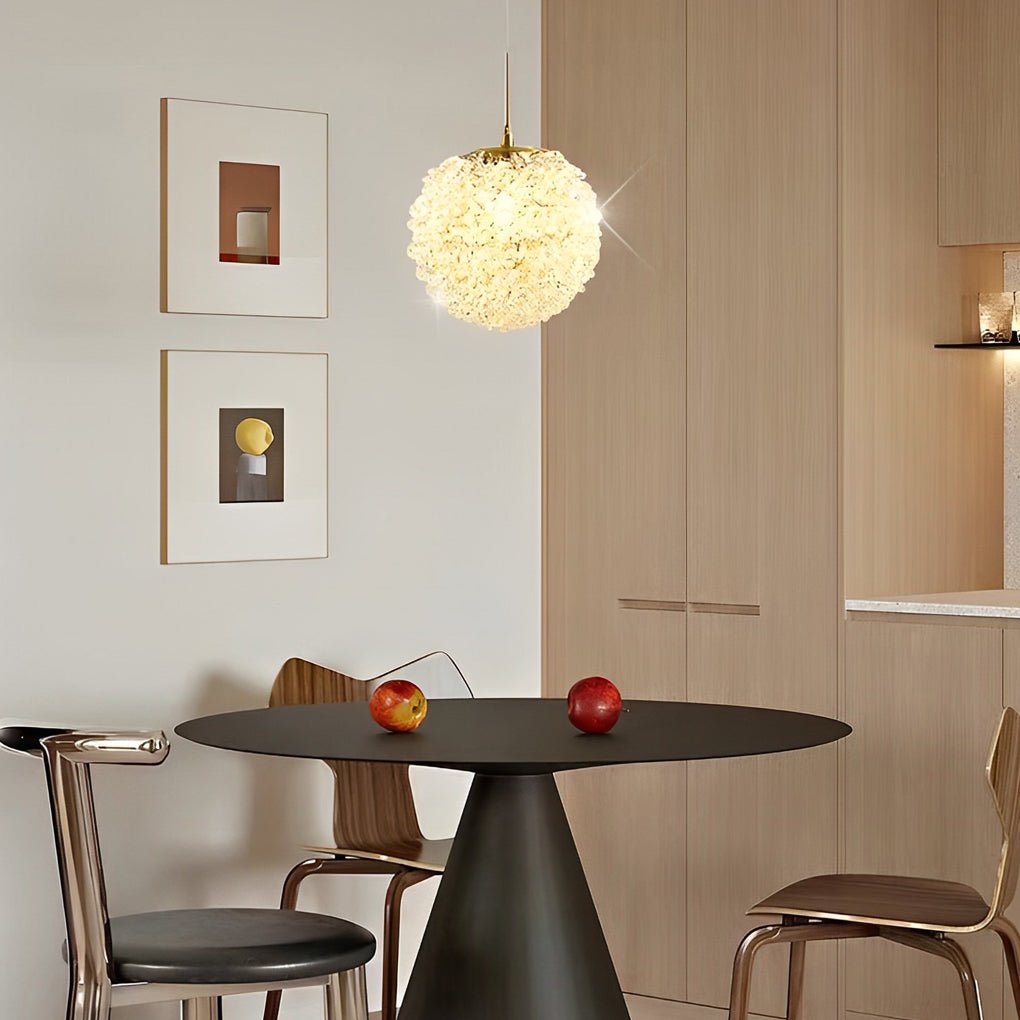Modern Crystal Ball Pendant Light with Three-Step Dimming