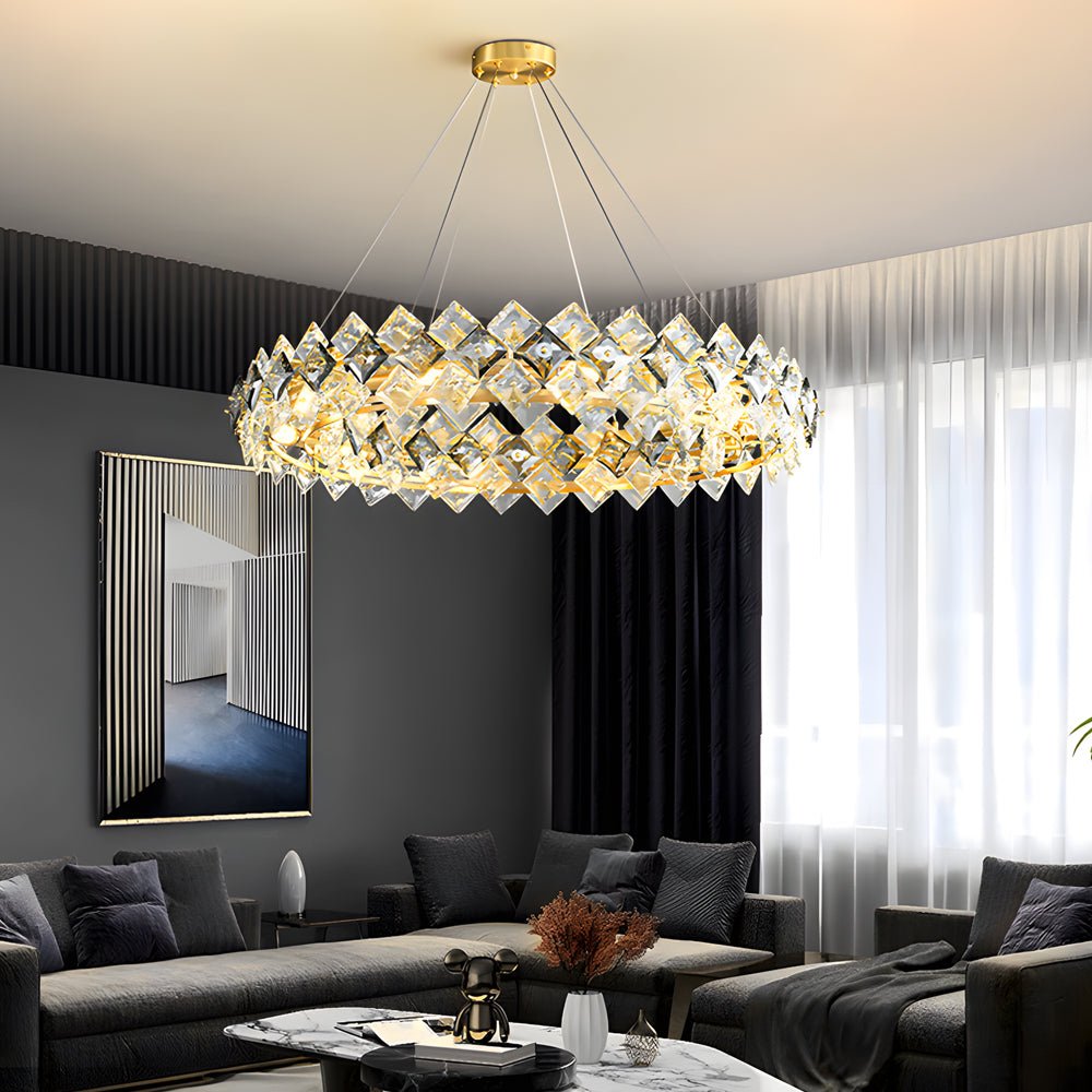 Crystal Copper Chandelier Modern Gold Finish Dining Room Lighting