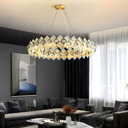 Crystal Copper Chandelier Modern Gold Finish Dining Room Lighting
