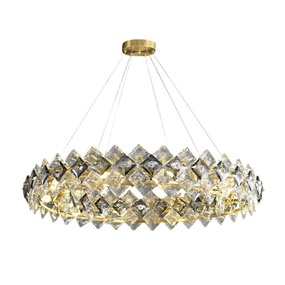Crystal Copper Chandelier Modern Gold Finish Dining Room Lighting