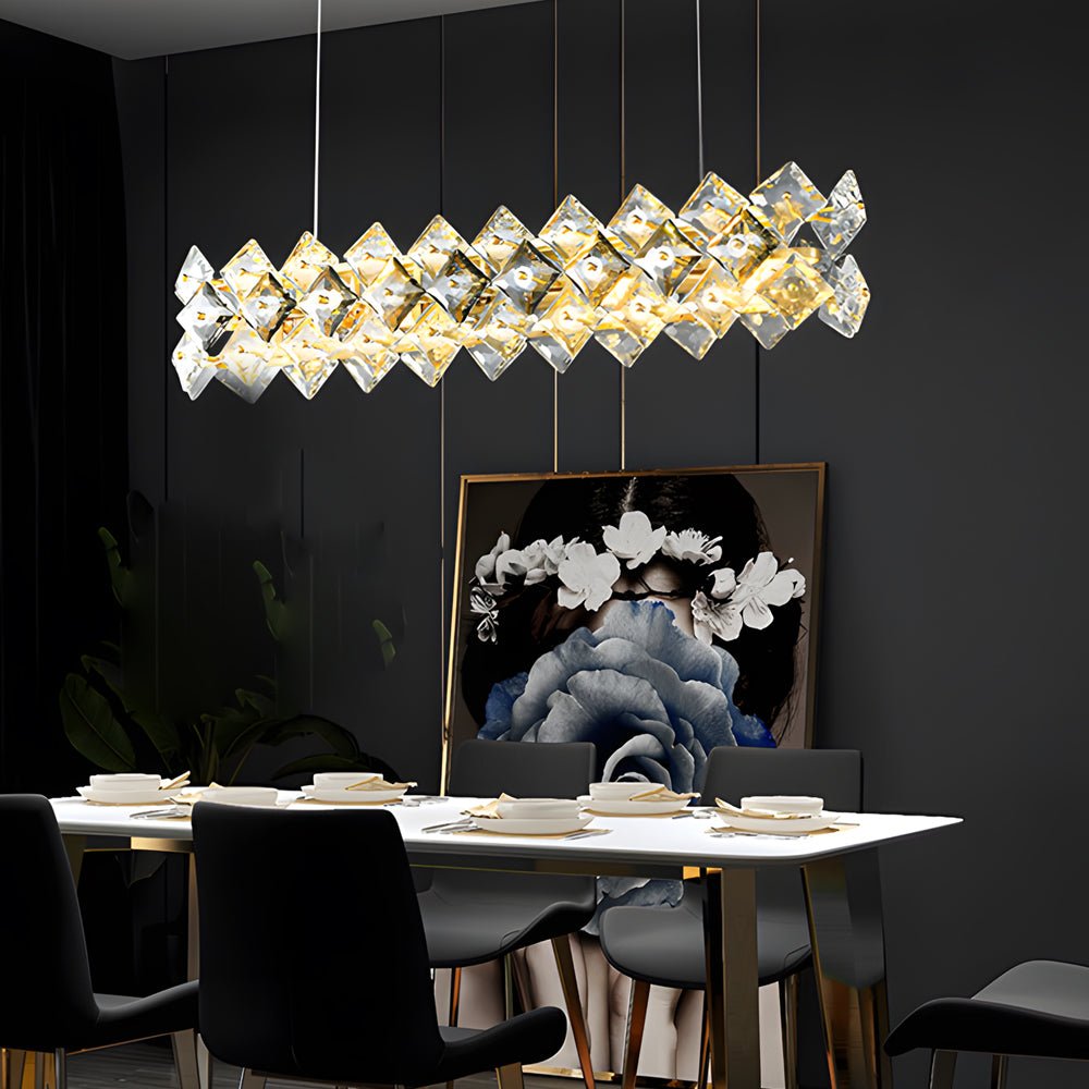Crystal Copper Chandelier Modern Gold Finish Dining Room Lighting