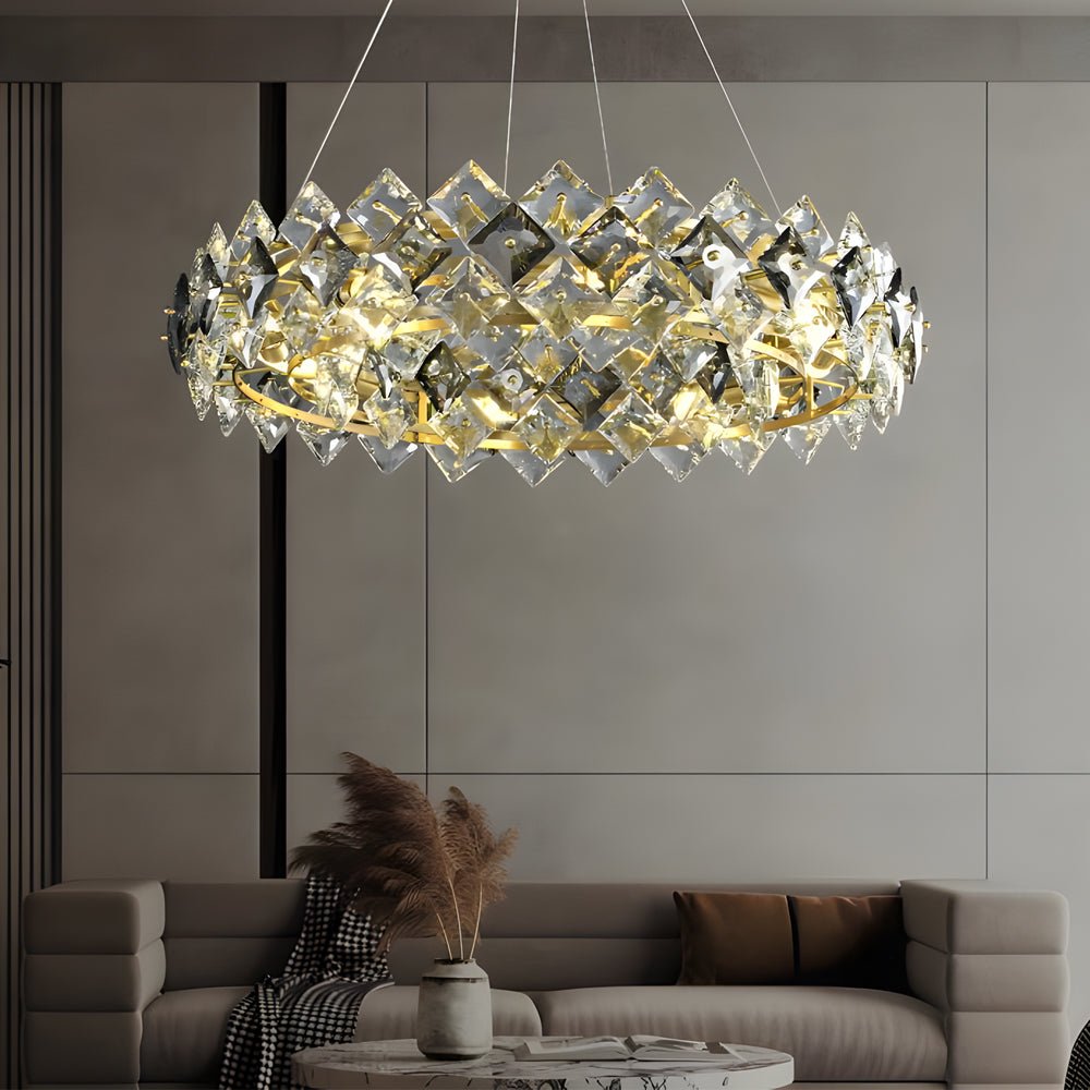 Crystal Copper Chandelier Modern Gold Finish Dining Room Lighting