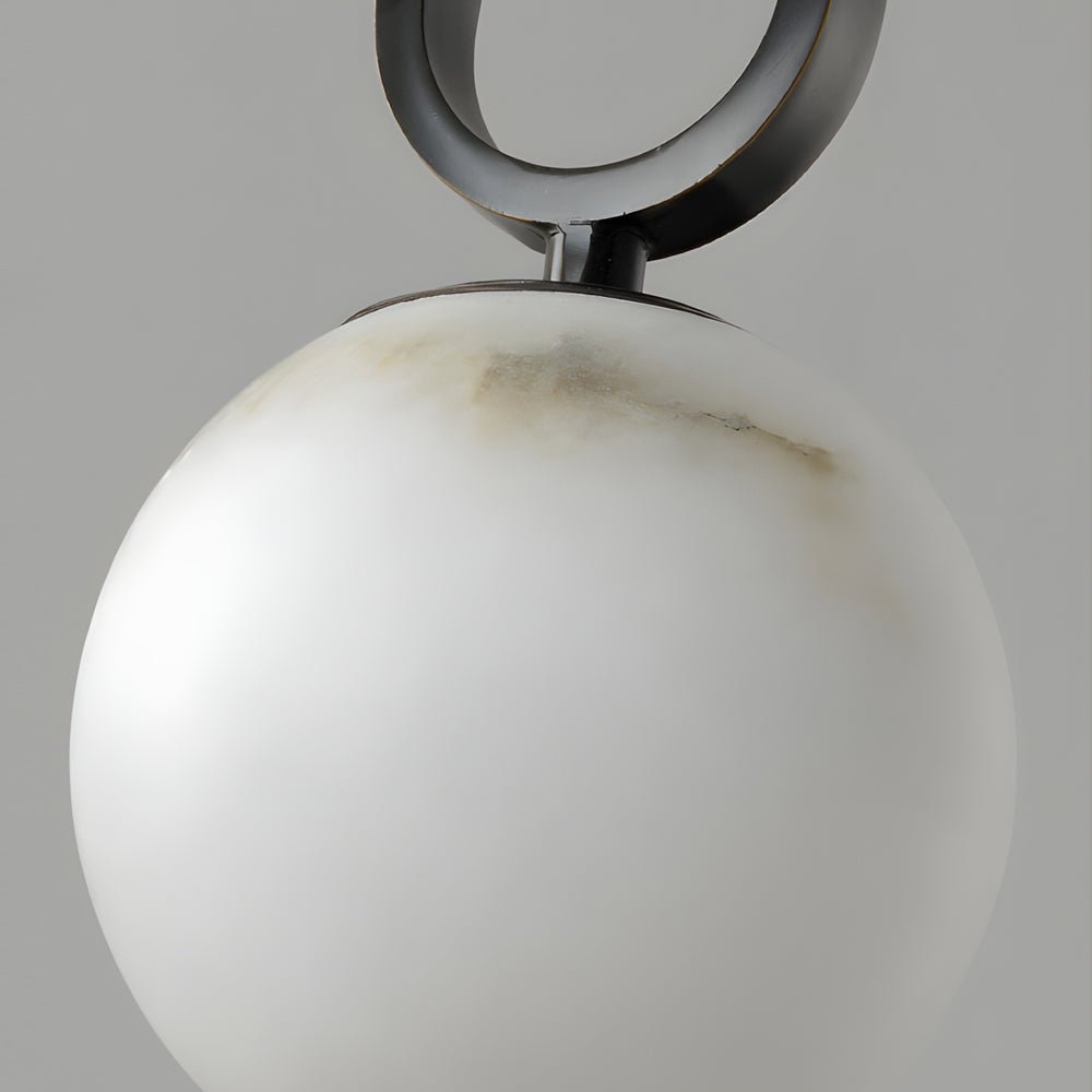 Modern Marble Ball Pendant Light with Copper Accent in Black
