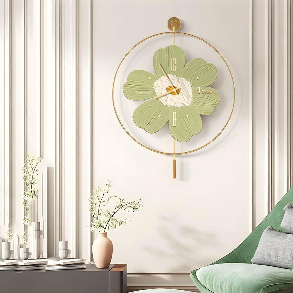 Modern Floral LED Wall Clock with Ambient Lighting - Silent Movement