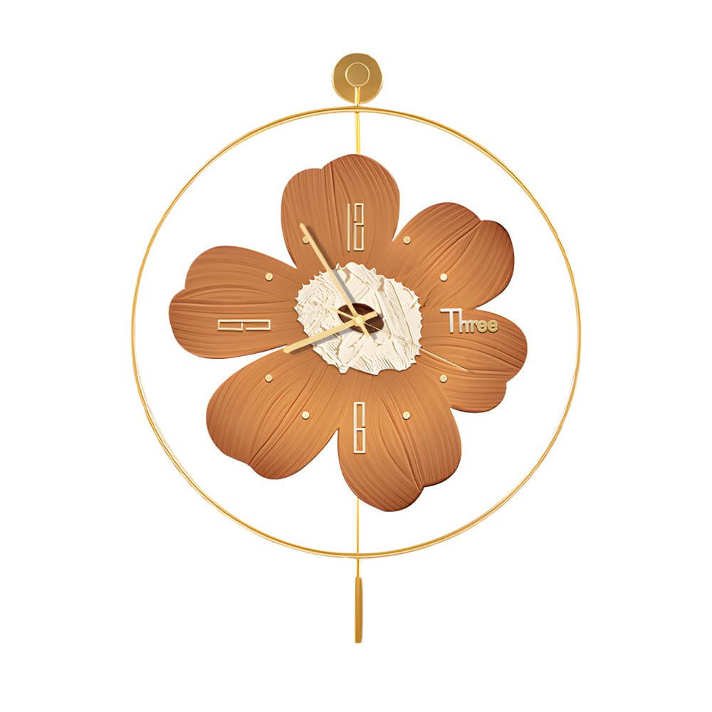 Modern Floral LED Wall Clock with Ambient Lighting - Silent Movement