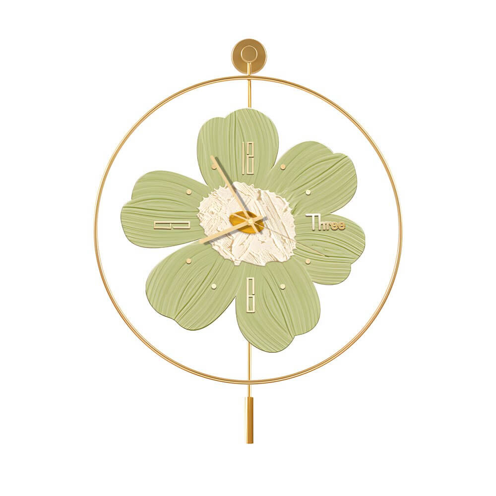 Modern Floral LED Wall Clock with Ambient Lighting - Silent Movement