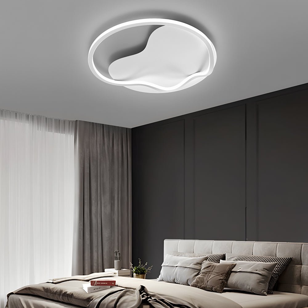 Modern Round LED Flush Mount Ceiling Light - White Hardware Finish