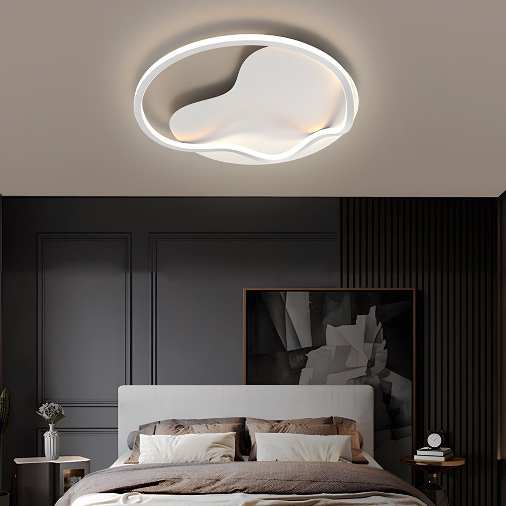 Modern Round LED Flush Mount Ceiling Light - White Hardware Finish