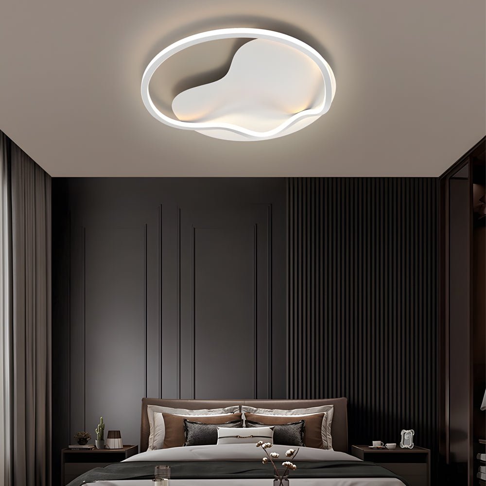 Modern Round LED Flush Mount Ceiling Light - White Hardware Finish