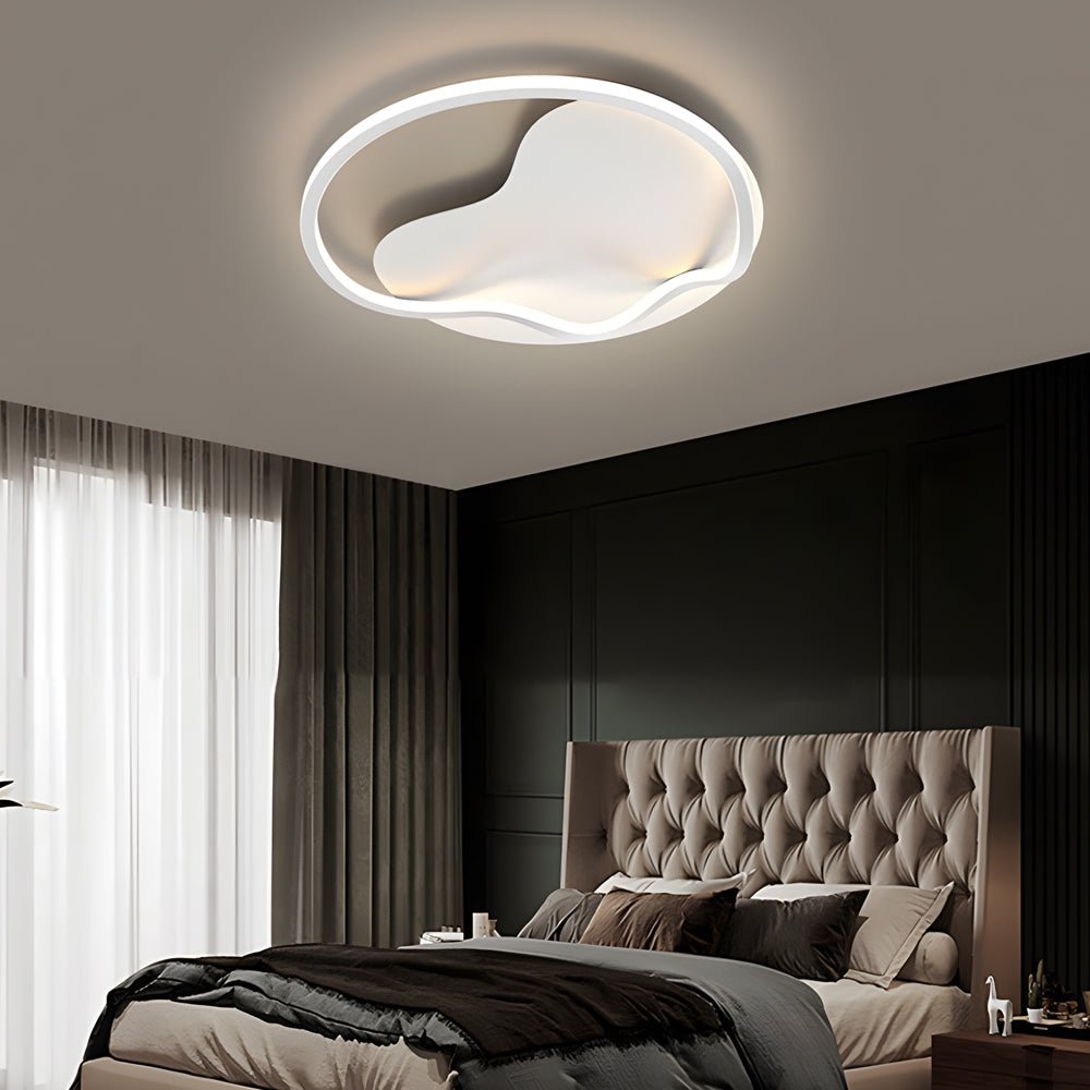 Modern Round LED Flush Mount Ceiling Light - White Hardware Finish