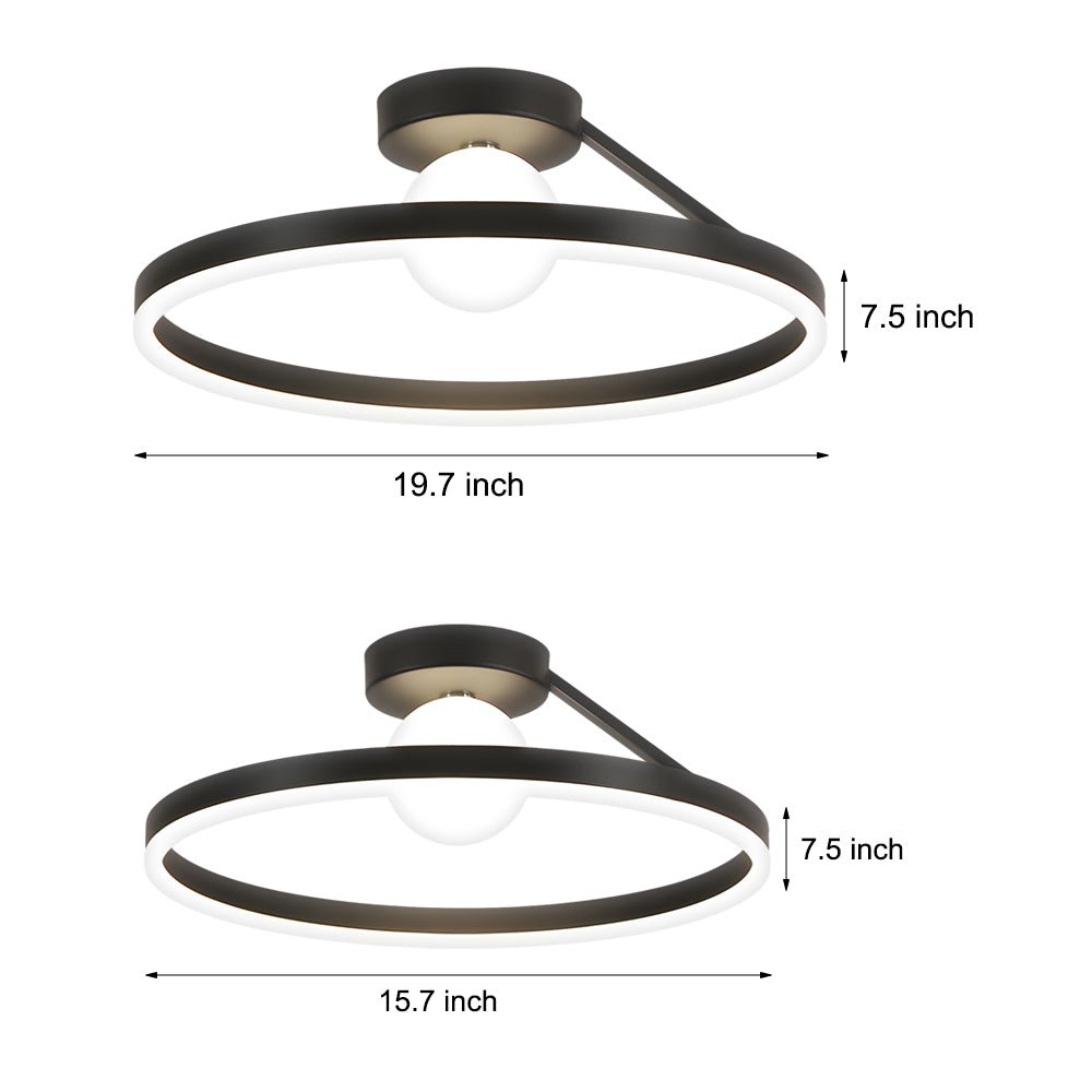 Modern Round Minimalist Semi Flush Mount Ceiling Light with 3-Step