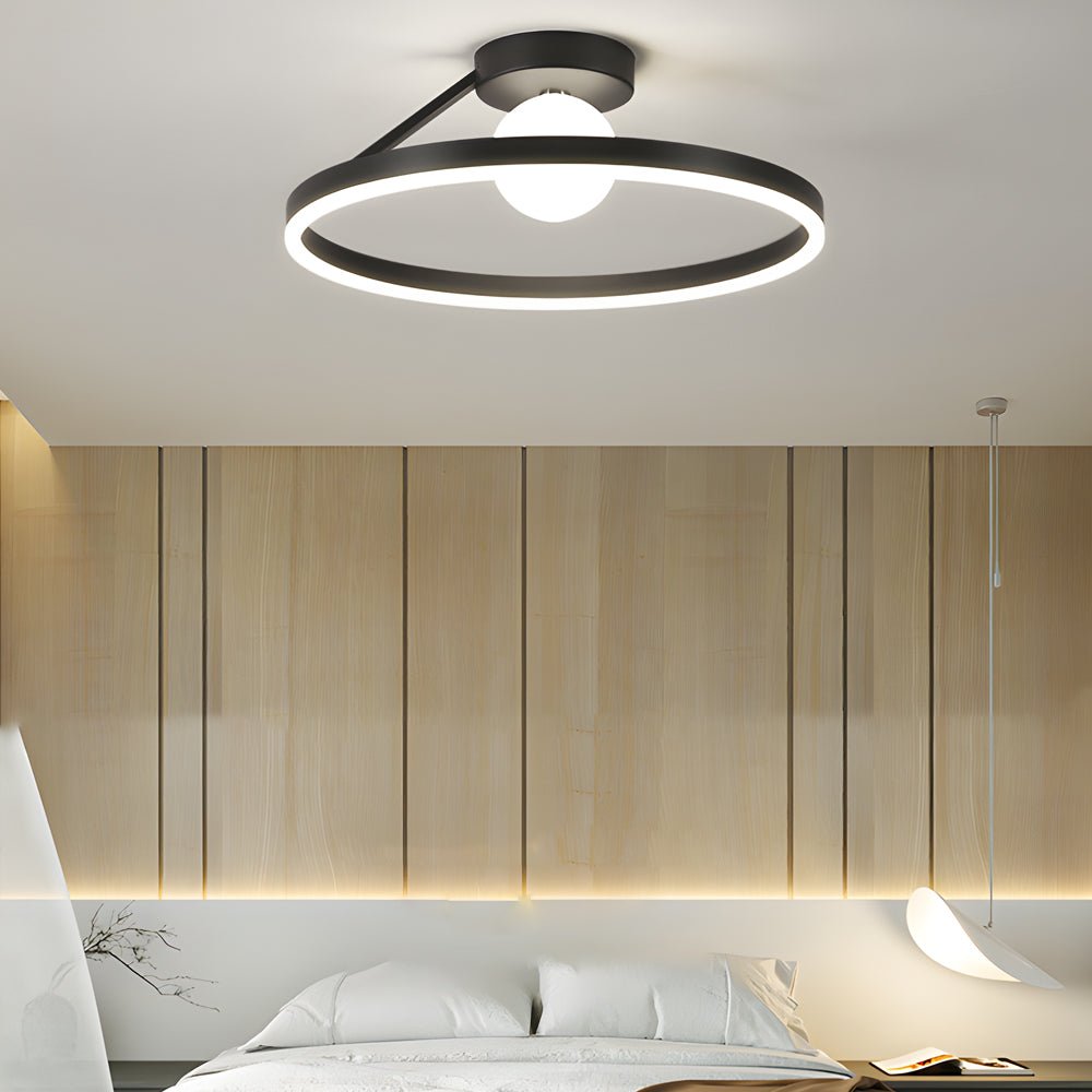 Modern Round Minimalist Semi Flush Mount Ceiling Light with 3-Step