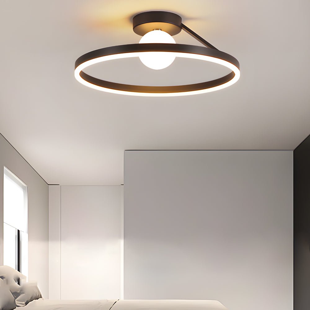 Modern Round Minimalist Semi Flush Mount Ceiling Light with 3-Step