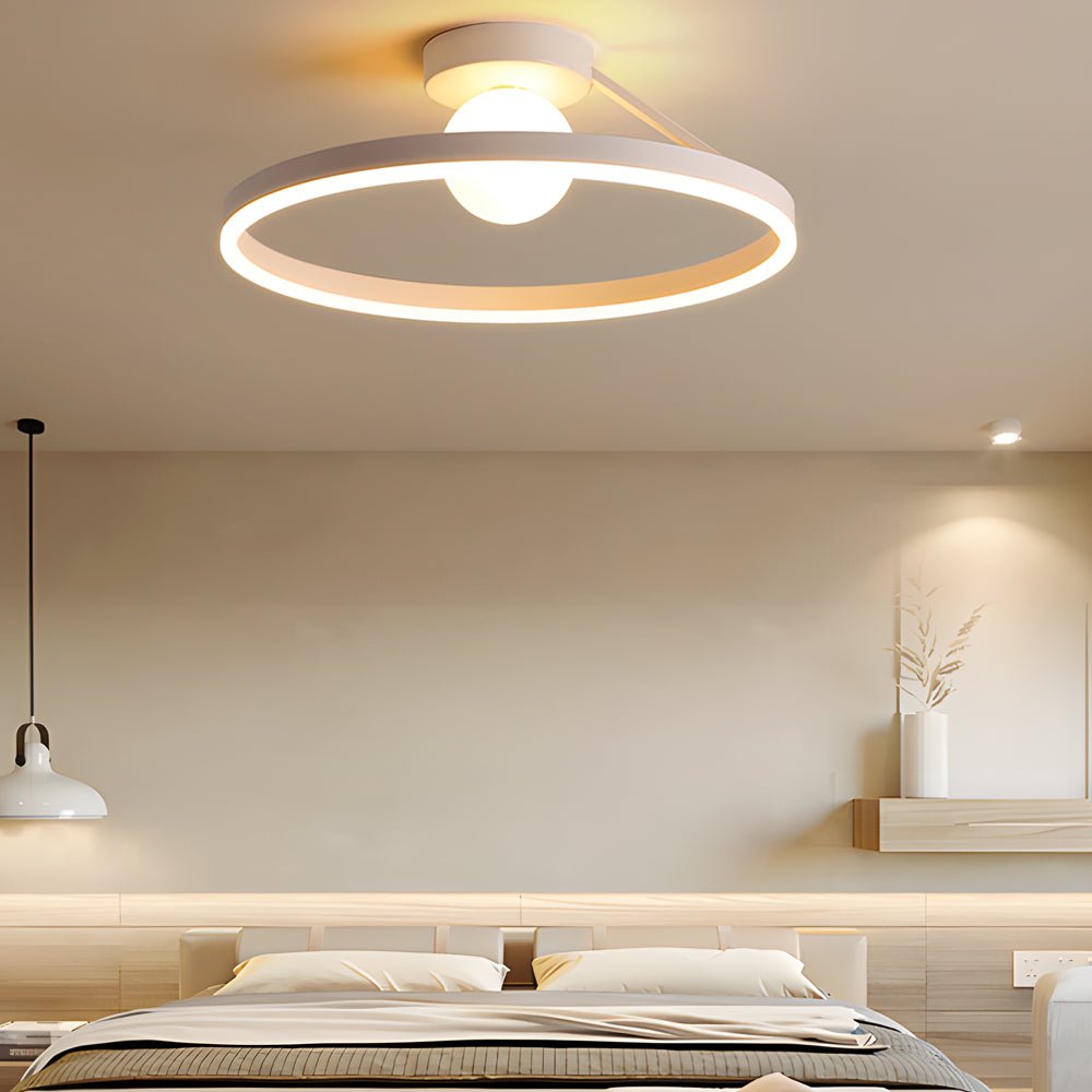Modern Round Minimalist Semi Flush Mount Ceiling Light with 3-Step