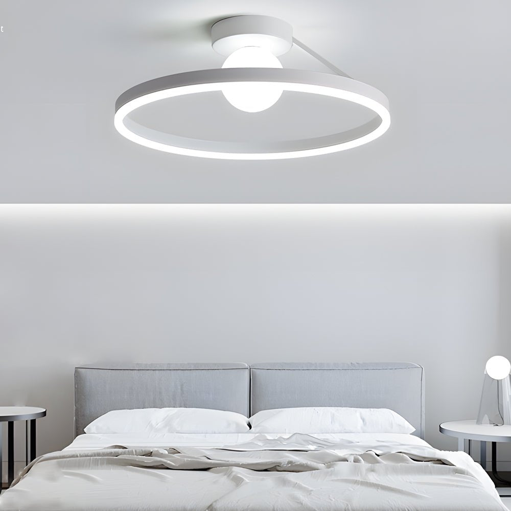 Modern Round Minimalist Semi Flush Mount Ceiling Light with 3-Step