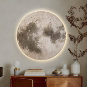 3D Moon LED Wall Art with Voice Control - Modern Sandstone Painting