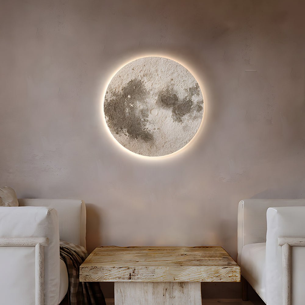 3D Moon LED Wall Art with Voice Control - Modern Sandstone Painting