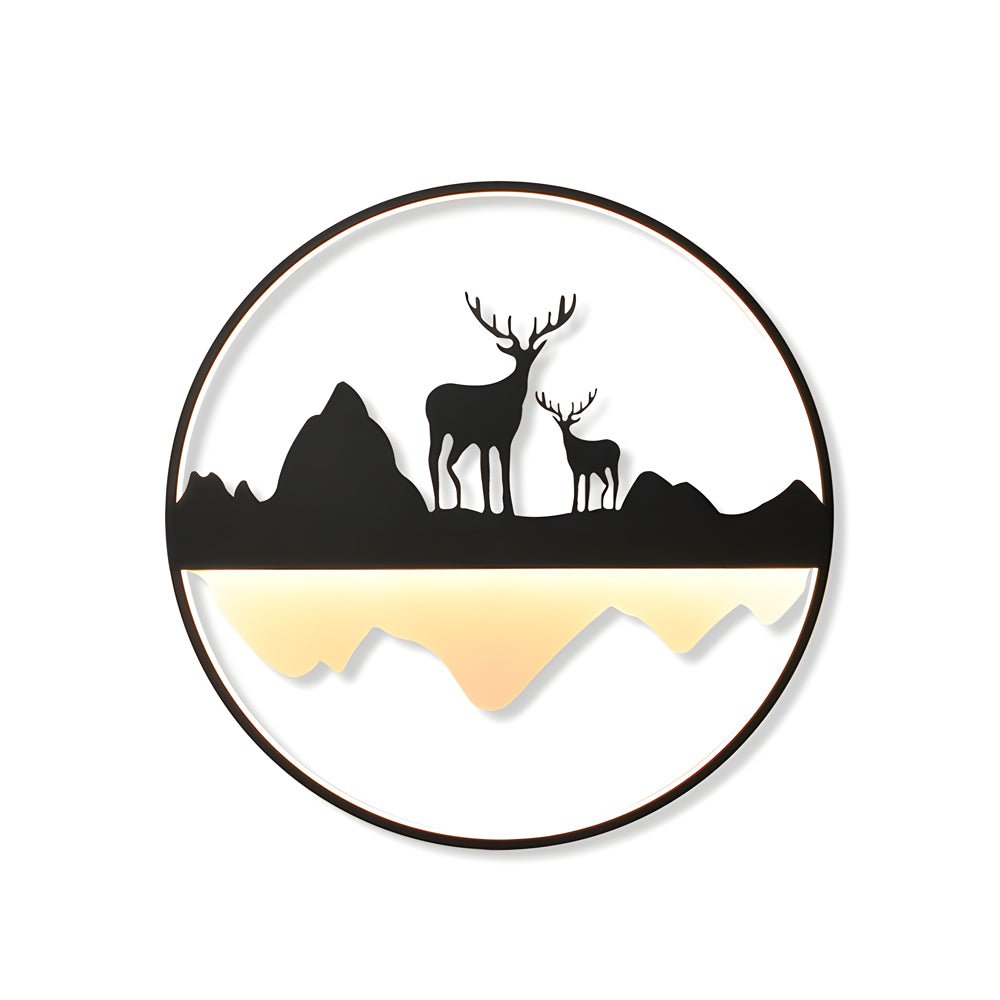 Mountain Scenery Silhouette Dimmable Outdoor Wall Light with Remote