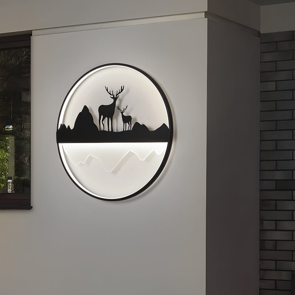 Mountain Scenery Silhouette Dimmable Outdoor Wall Light with Remote