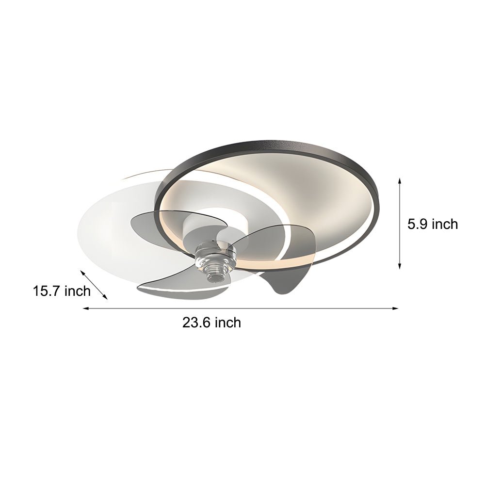 Modern LED Ceiling Fan with Light | 3-Color Temp | Flush Mount