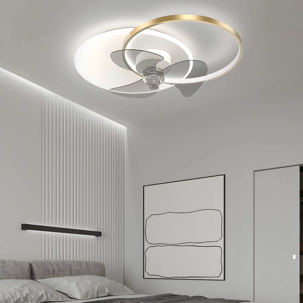 Modern LED Ceiling Fan with Light | 3-Color Temp | Flush Mount