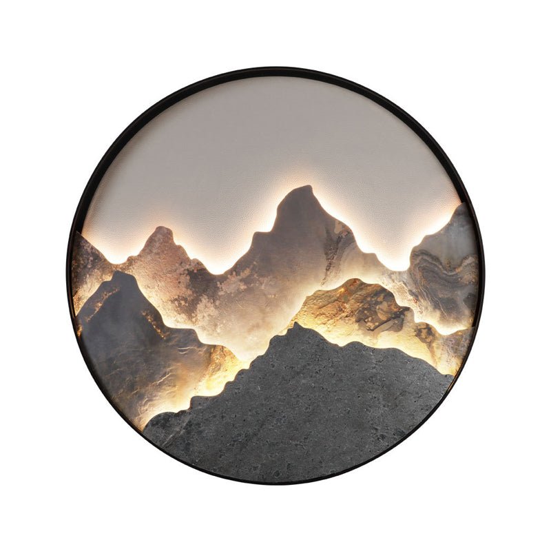 Round Natural Rock Slab Mountain Scenery Modern Wall Light