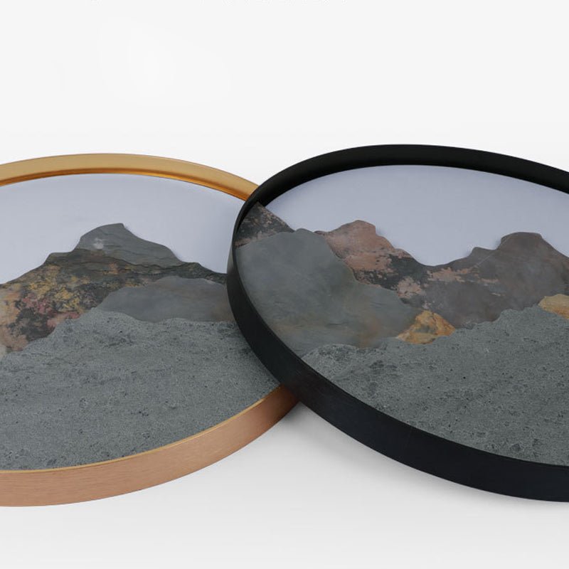 Round Natural Rock Slab Mountain Scenery Modern Wall Light