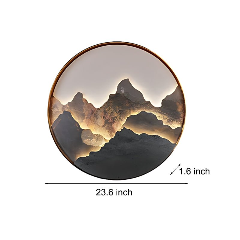 Round Natural Rock Slab Mountain Scenery Modern Wall Light