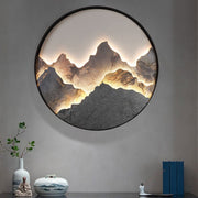 Round Natural Rock Slab Mountain Scenery Modern Wall Light