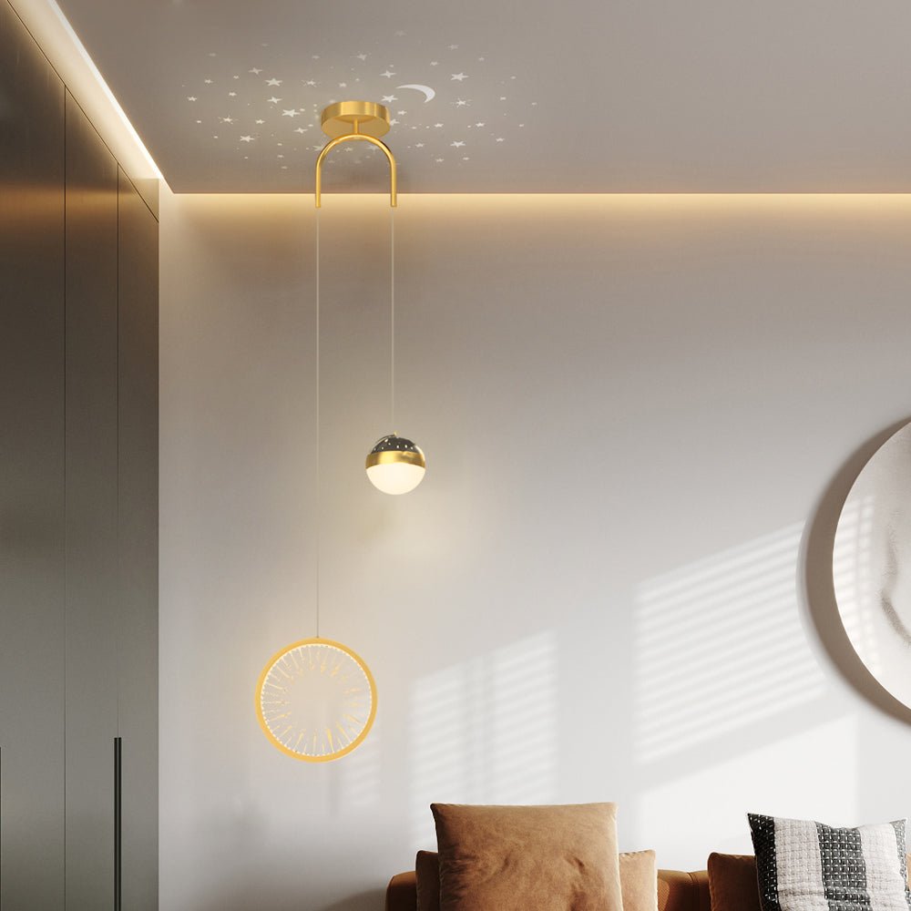 Nordic Starry Projection Pendant Light with 3-Step Dimming