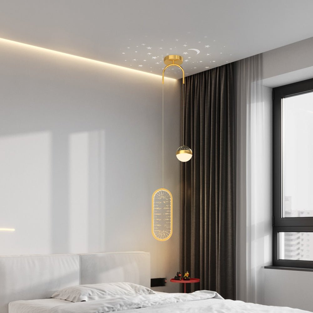 Nordic Starry Projection Pendant Light with 3-Step Dimming