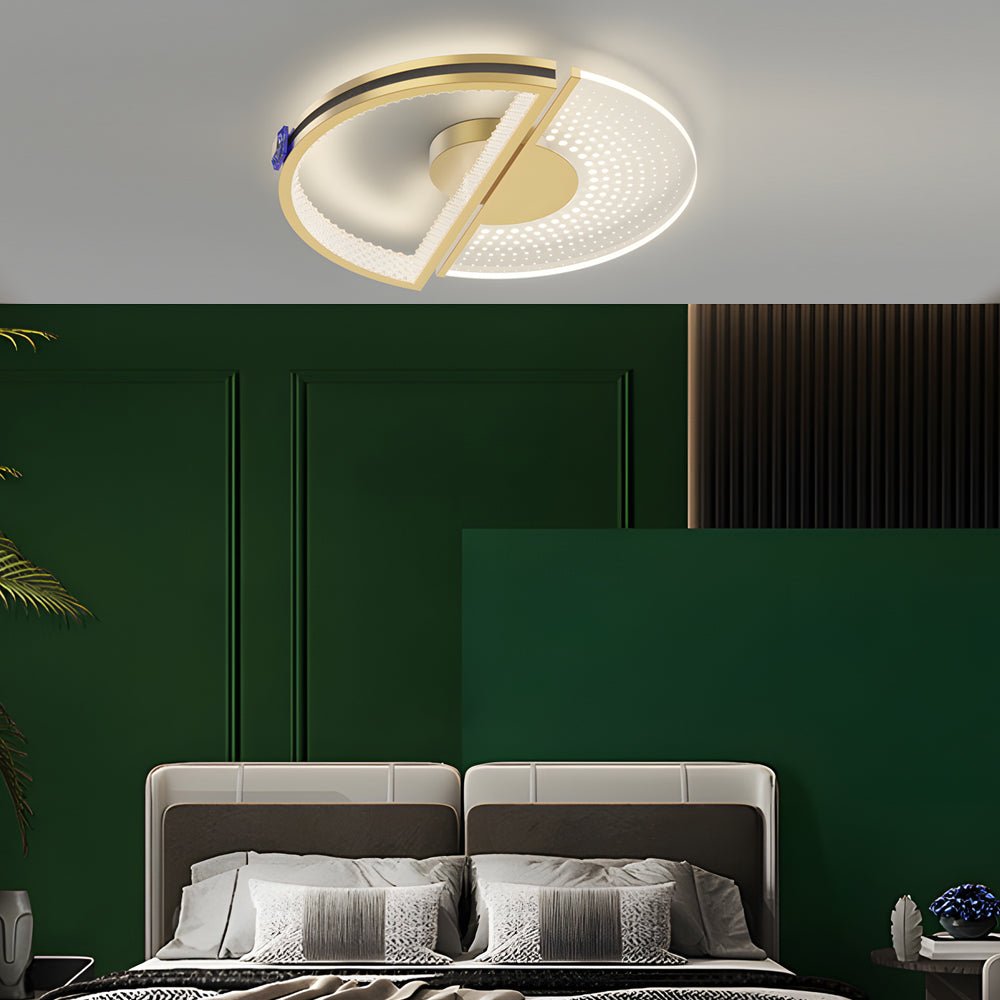 Modern Round Crystal LED Ceiling Light with Three-Step Dimming