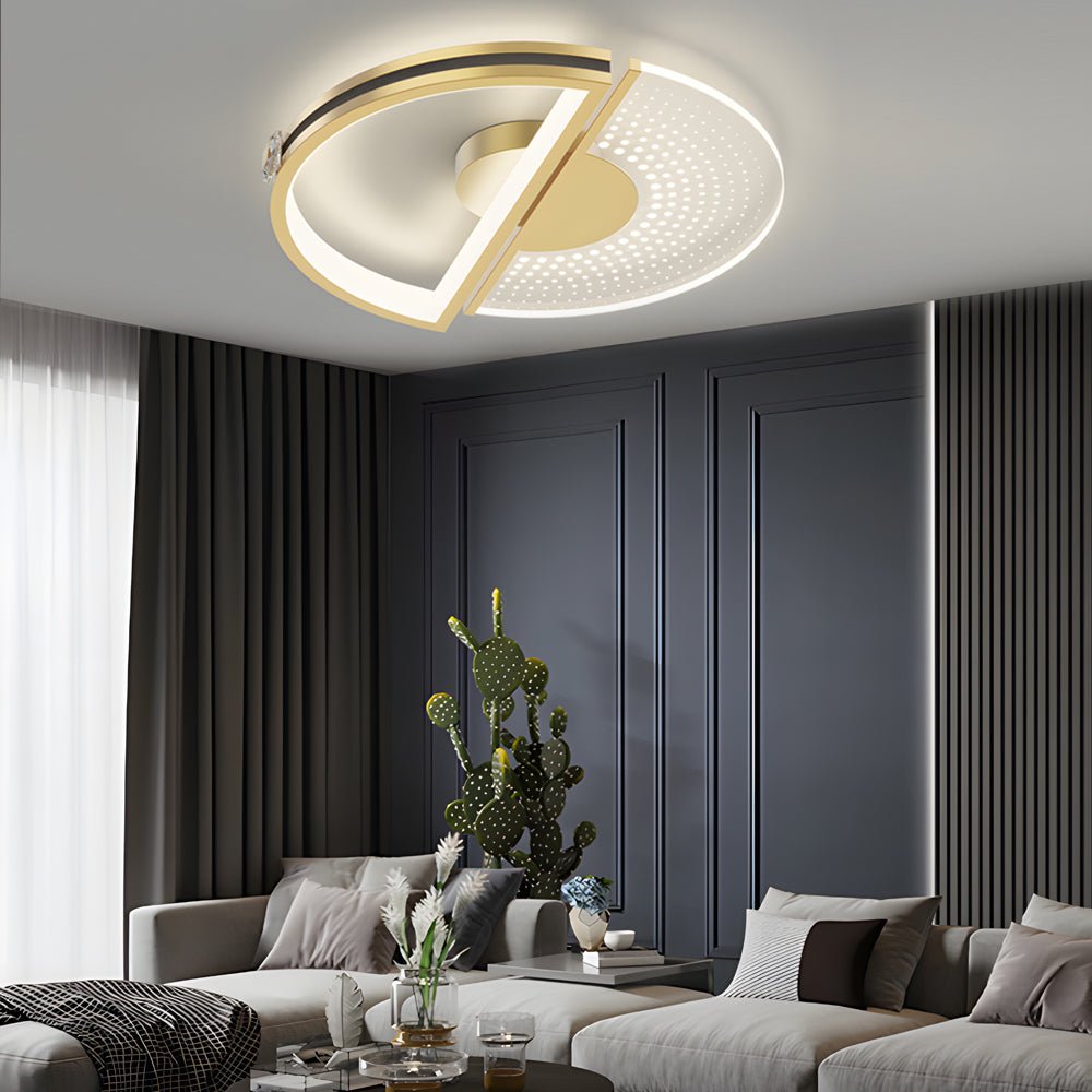 Modern Round Crystal LED Ceiling Light with Three-Step Dimming