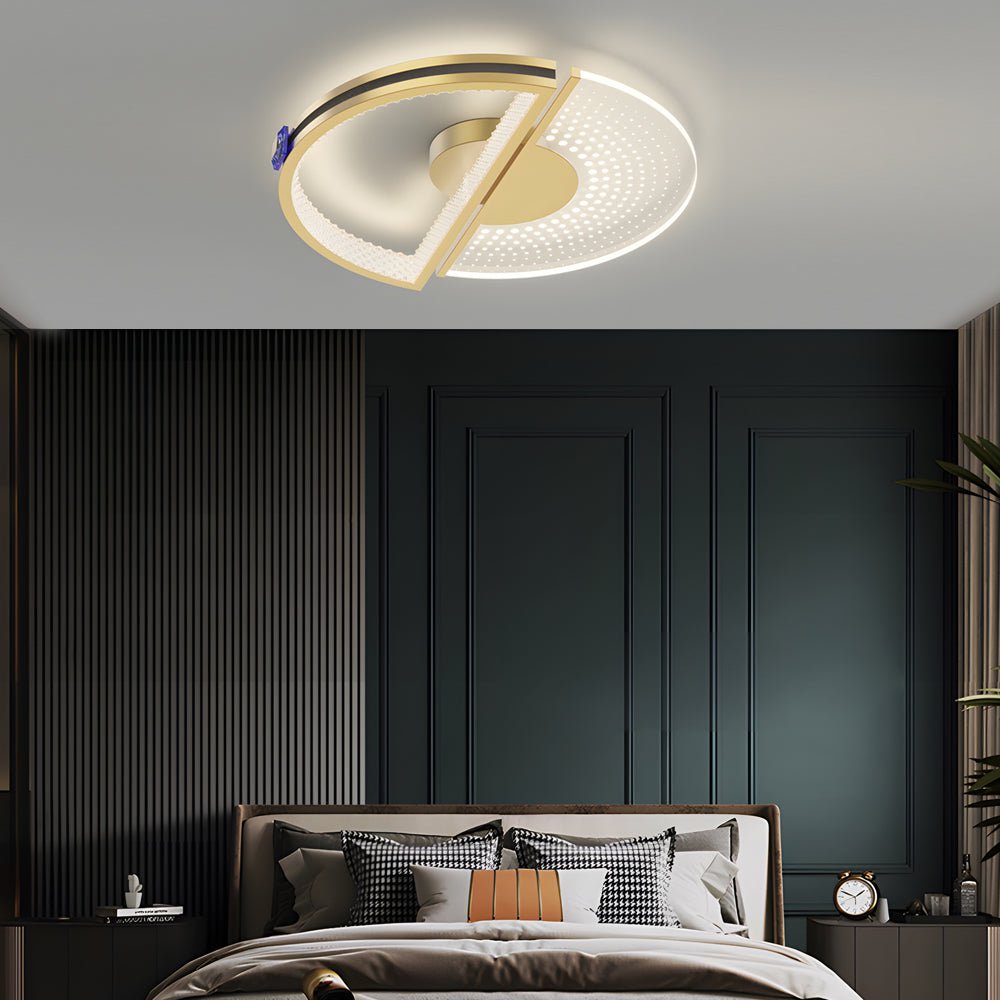 Modern Round Crystal LED Ceiling Light with Three-Step Dimming