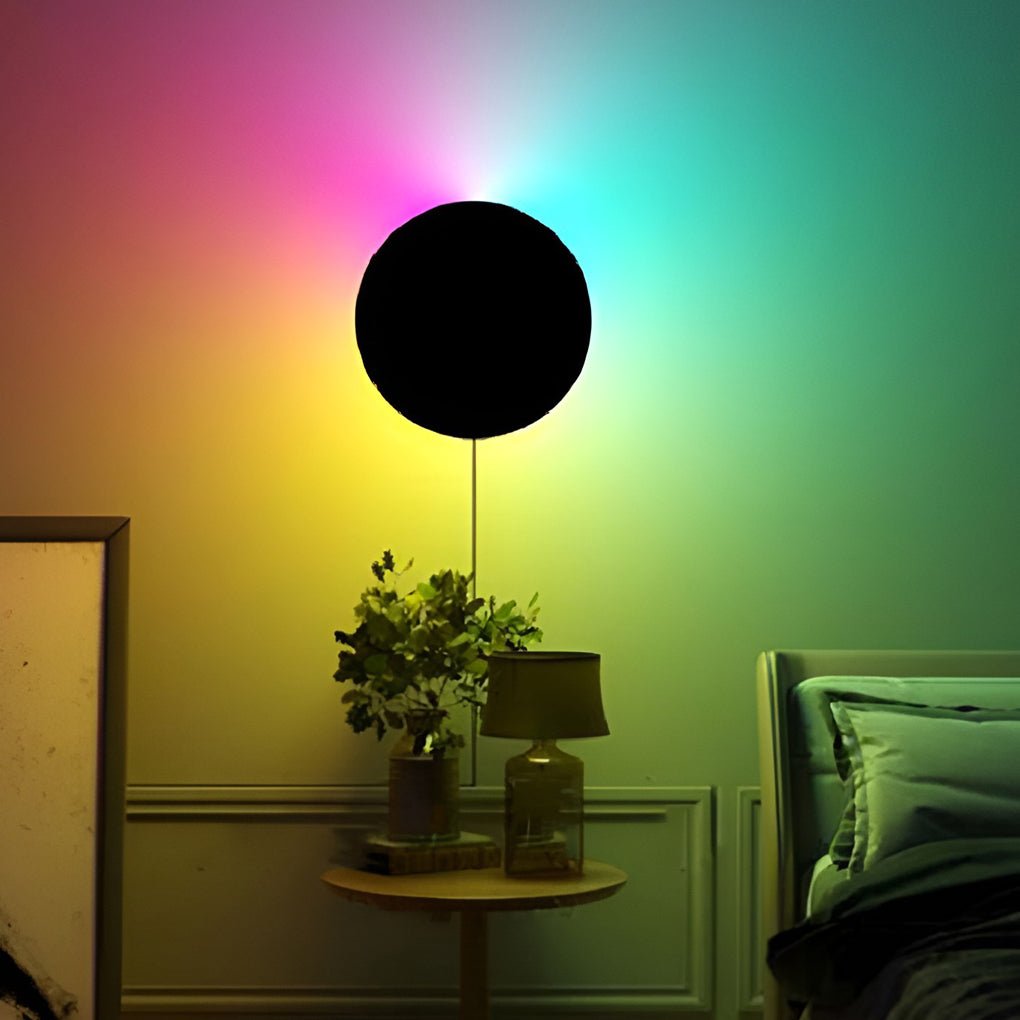 Modern RGB LED Wall Sconce with Remote Control - Black Aluminum