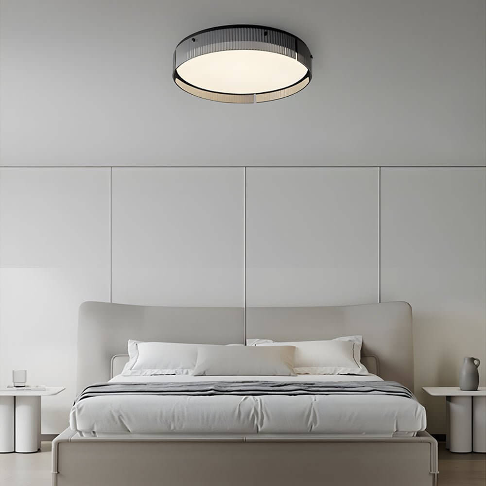 Modern Ribbed Glass LED Flush Mount Ceiling Light