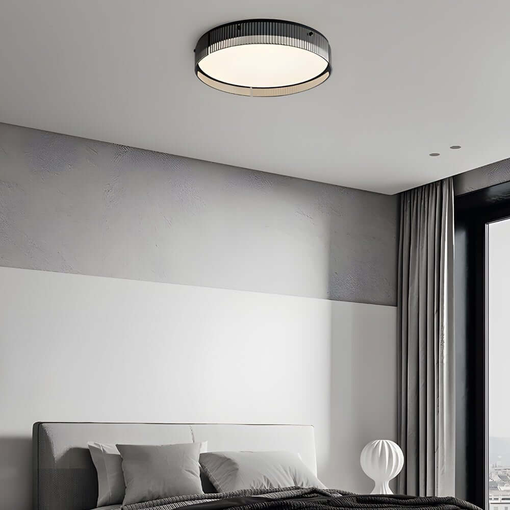 Modern Ribbed Glass LED Flush Mount Ceiling Light