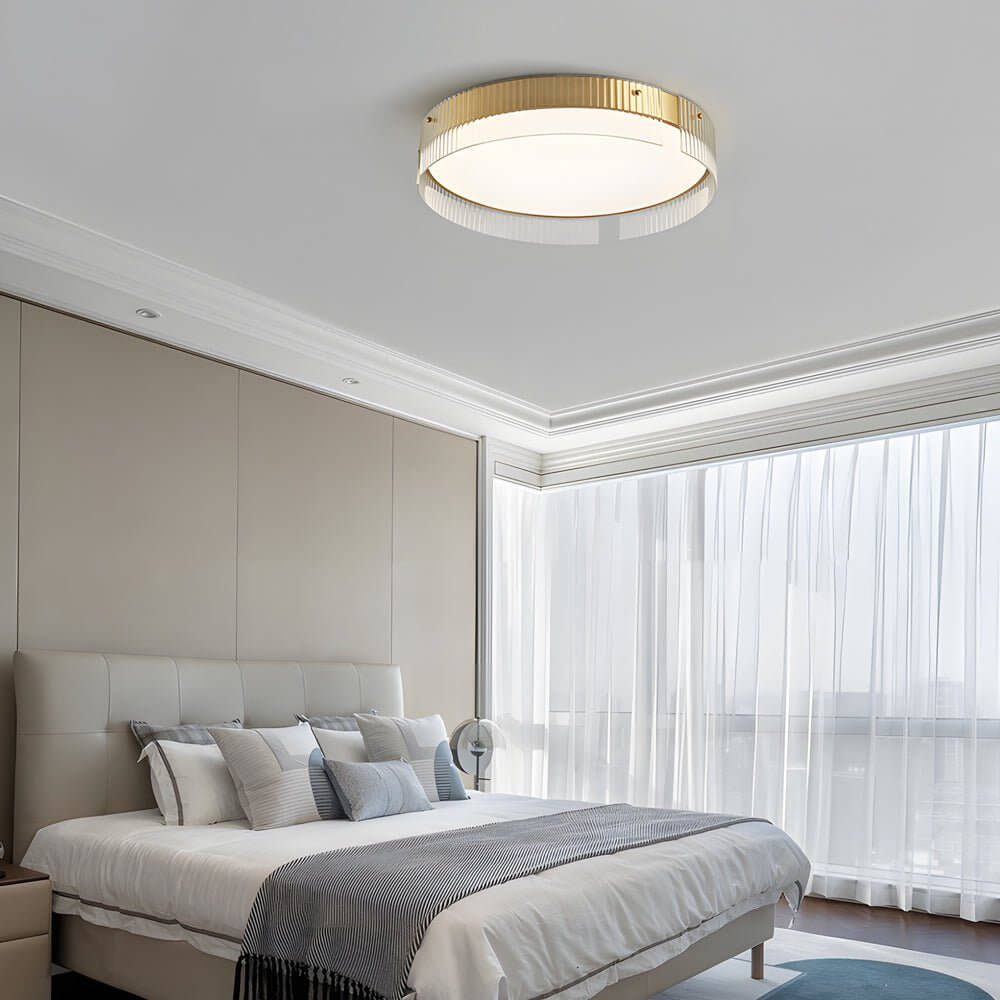 Modern Ribbed Glass LED Flush Mount Ceiling Light