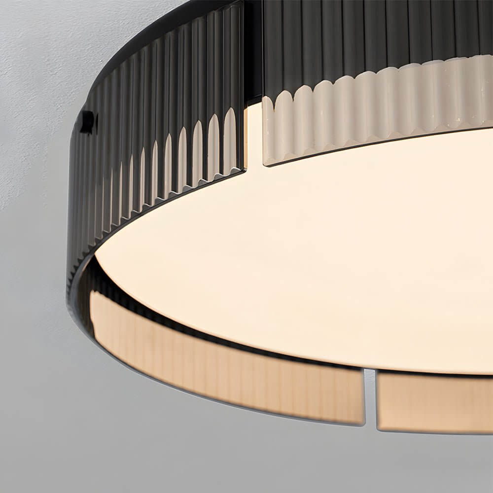 Modern Ribbed Glass LED Flush Mount Ceiling Light
