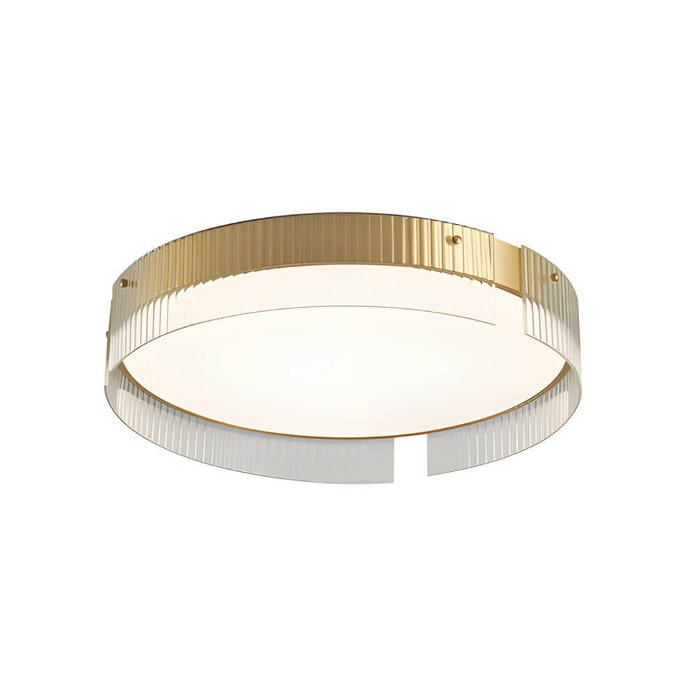 Modern Ribbed Glass LED Flush Mount Ceiling Light