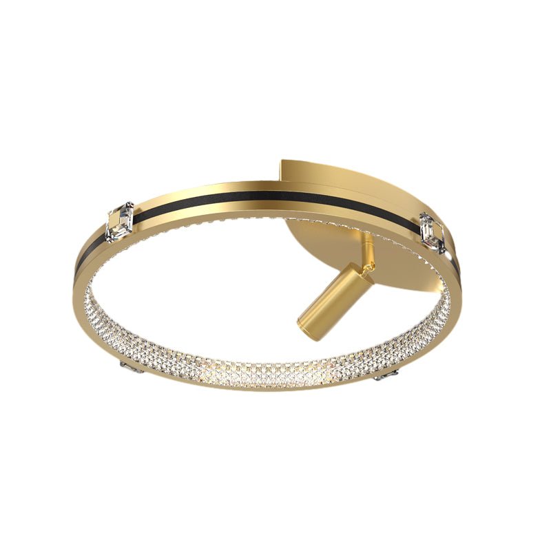 Modern Crystal Ring Ceiling Light with Adjustable Spotlights