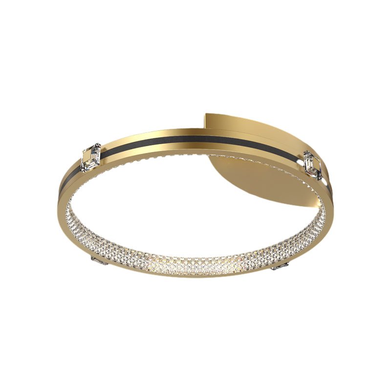 Modern Crystal Ring Ceiling Light with Adjustable Spotlights