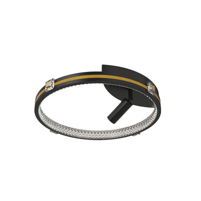 Modern Crystal Ring Ceiling Light with Adjustable Spotlights