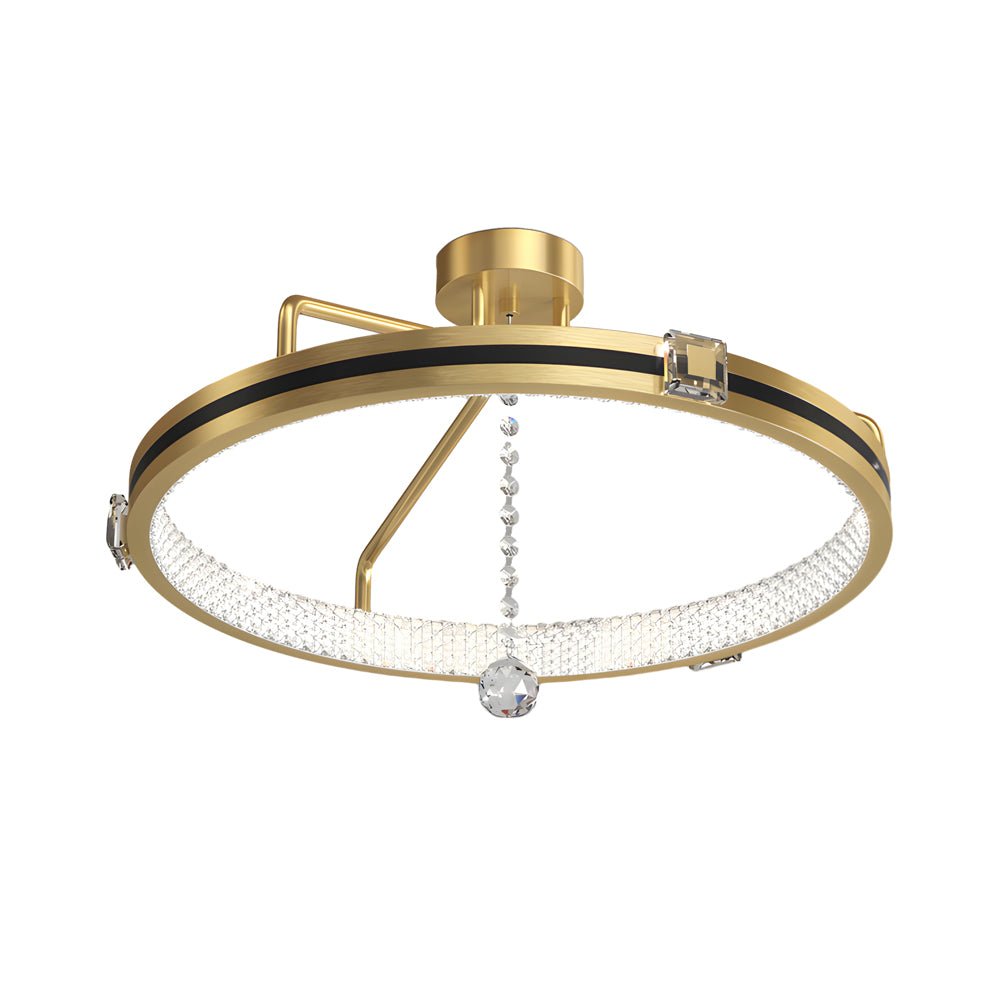 Crystal Ring Semi Flush Mount Ceiling Light with 3-Step Dimming