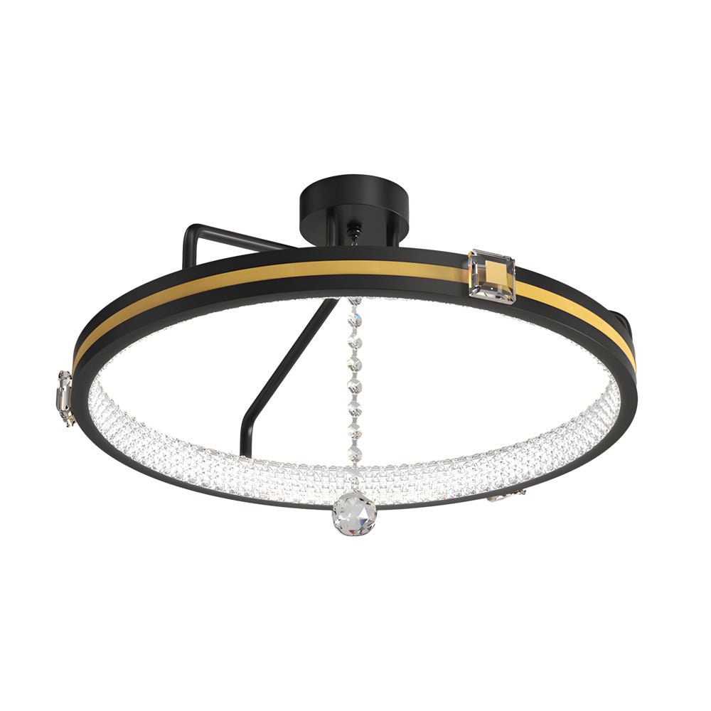 Crystal Ring Semi Flush Mount Ceiling Light with 3-Step Dimming