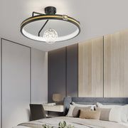 Crystal Ring Semi Flush Mount Ceiling Light with 3-Step Dimming