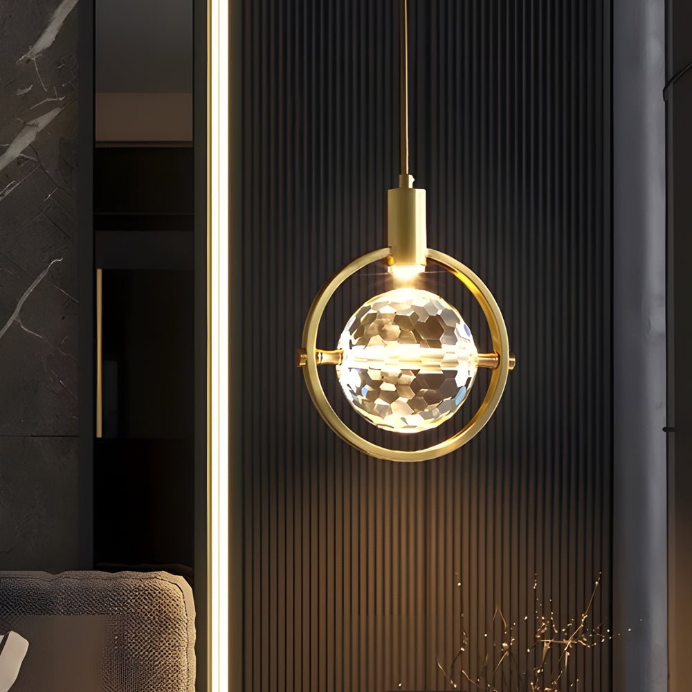 Crystal Ball Modern Pendant Light – Iron & Glass Hanging Fixture